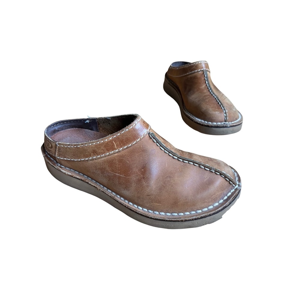 Vintage Dexter Full Grain Leather Clogs Mules Slip On Women Brown Y2K 90s READ